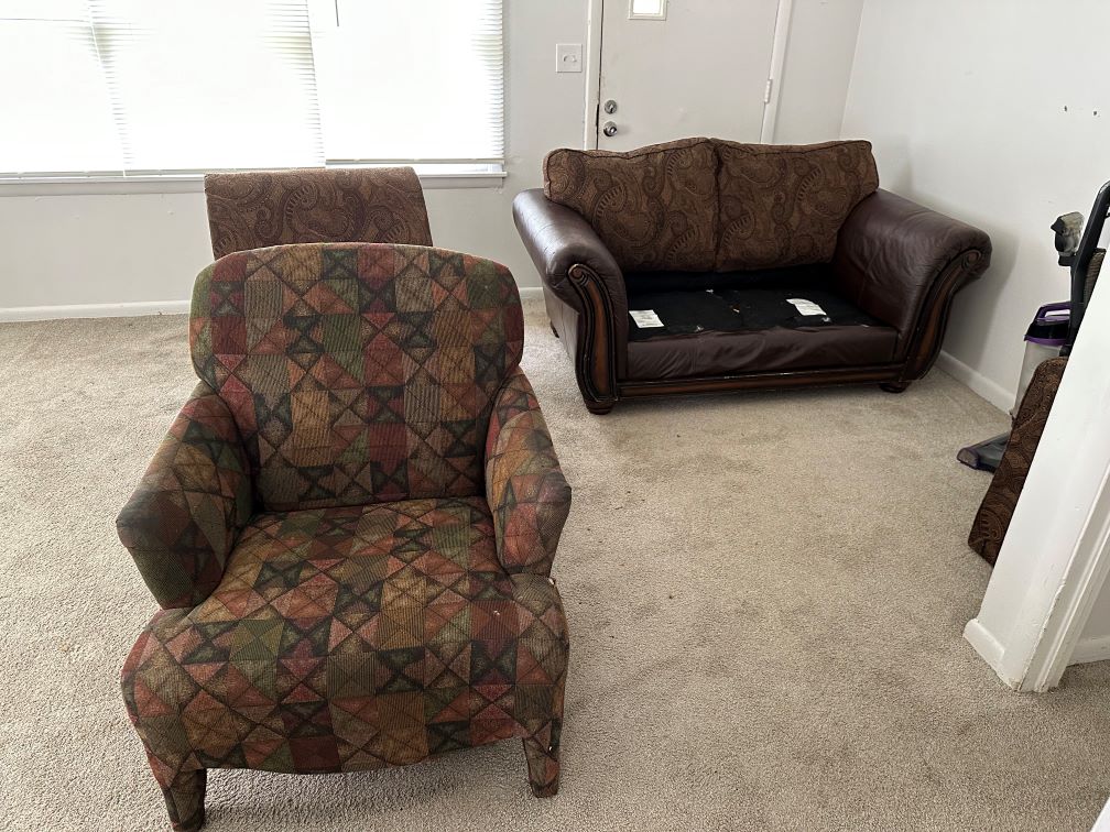 couch and chairs removal - before